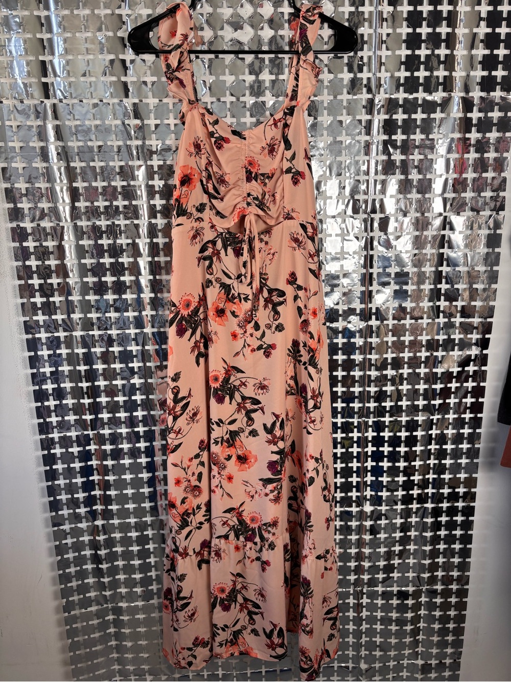 Chelsea28 Pink Floral Maxi Dress with Tie-Front